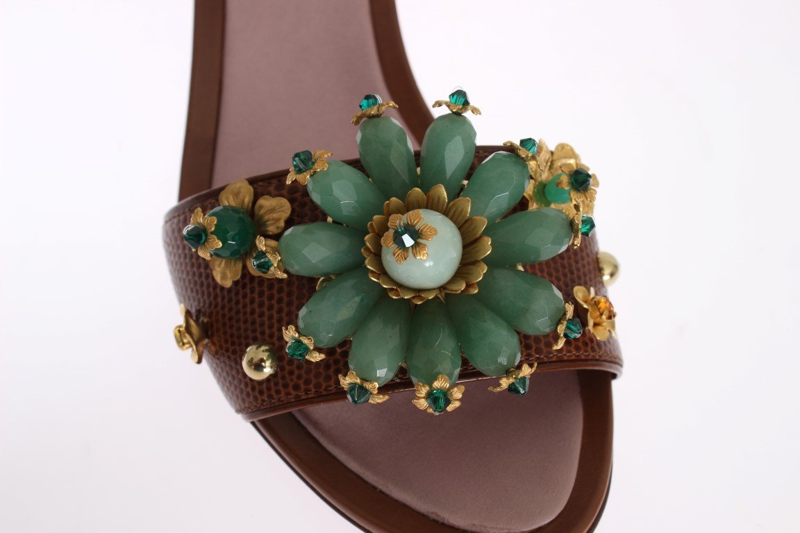 Multicolor Crystal Silk Leather Sandals