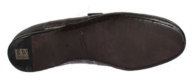 Brown Crocodile Loafers Dress Formal Shoes