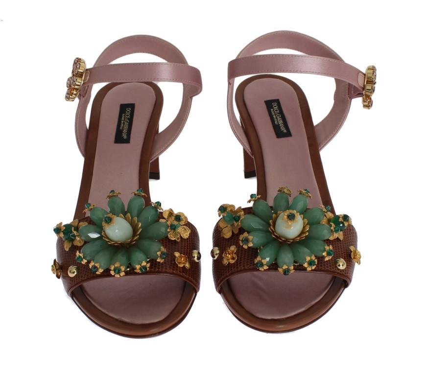 Multicolor Crystal Silk Leather Sandals