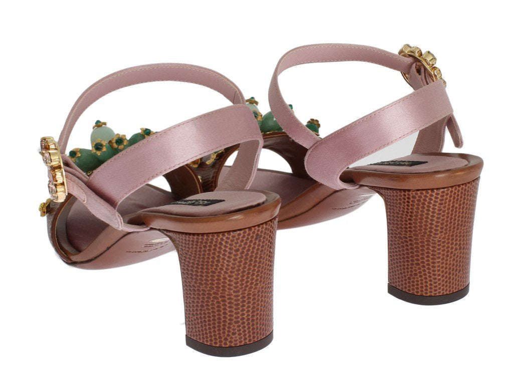 Multicolor Crystal Silk Leather Sandals