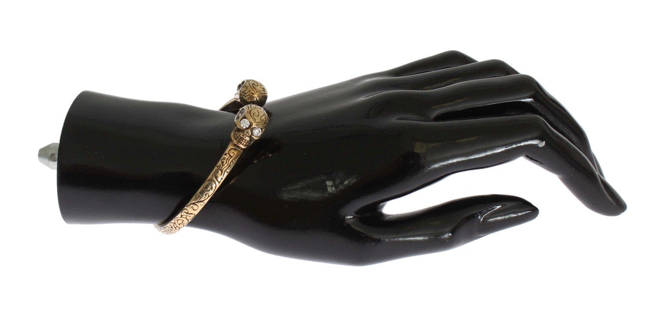 Gold Plated Skull 925 Silver Bangle Bracelet
