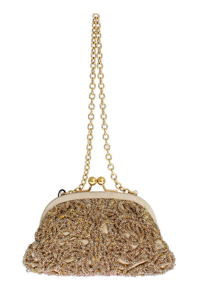 Gold sequined MISS DEA clutch bag