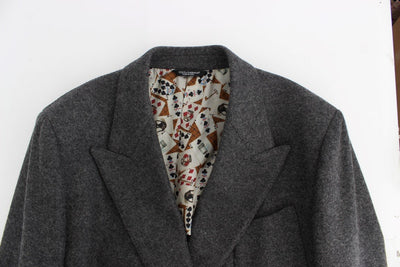 Gray wool double breasted blazer