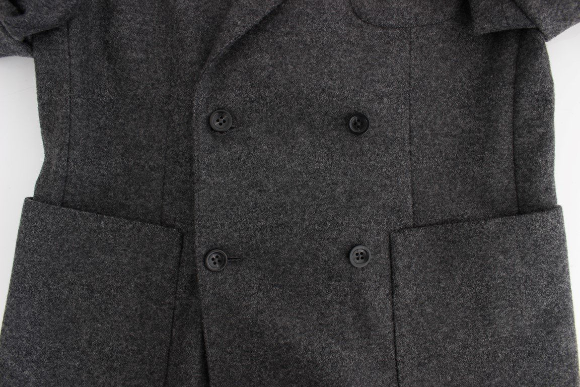 Gray wool double breasted blazer