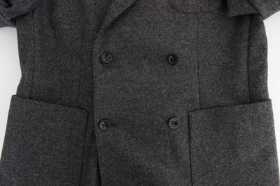 Gray wool double breasted blazer