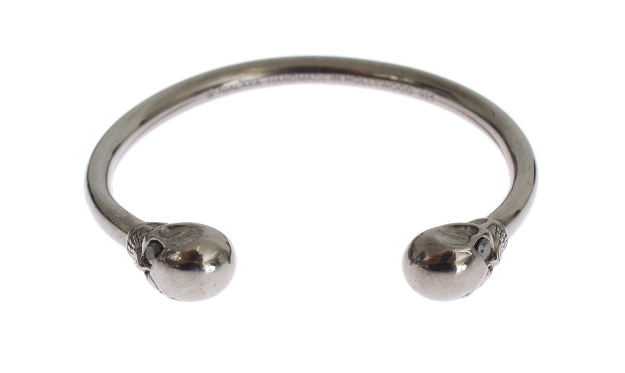 Gray Skull 925 Sterling Bangle Bracelet