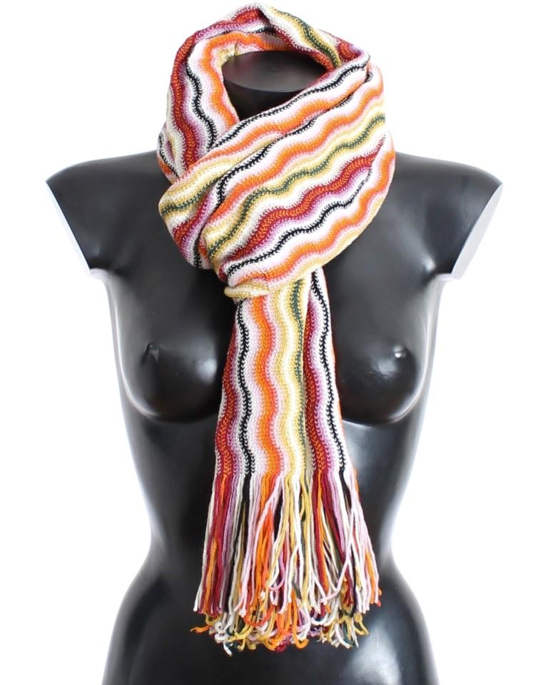 Multicolor zig zag pattern wool scarf
