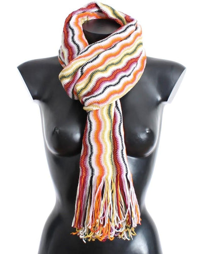 Multicolor zig zag pattern wool scarf