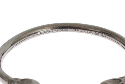 Gray Skull 925 Sterling Bangle Bracelet