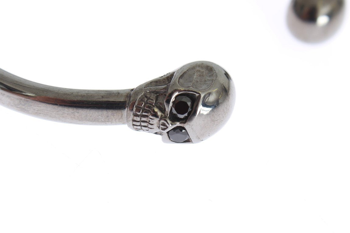 Gray Skull 925 Sterling Bangle Bracelet