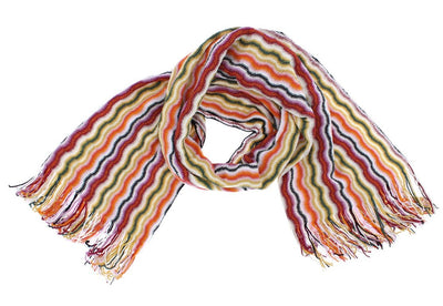 Multicolor zig zag pattern wool scarf