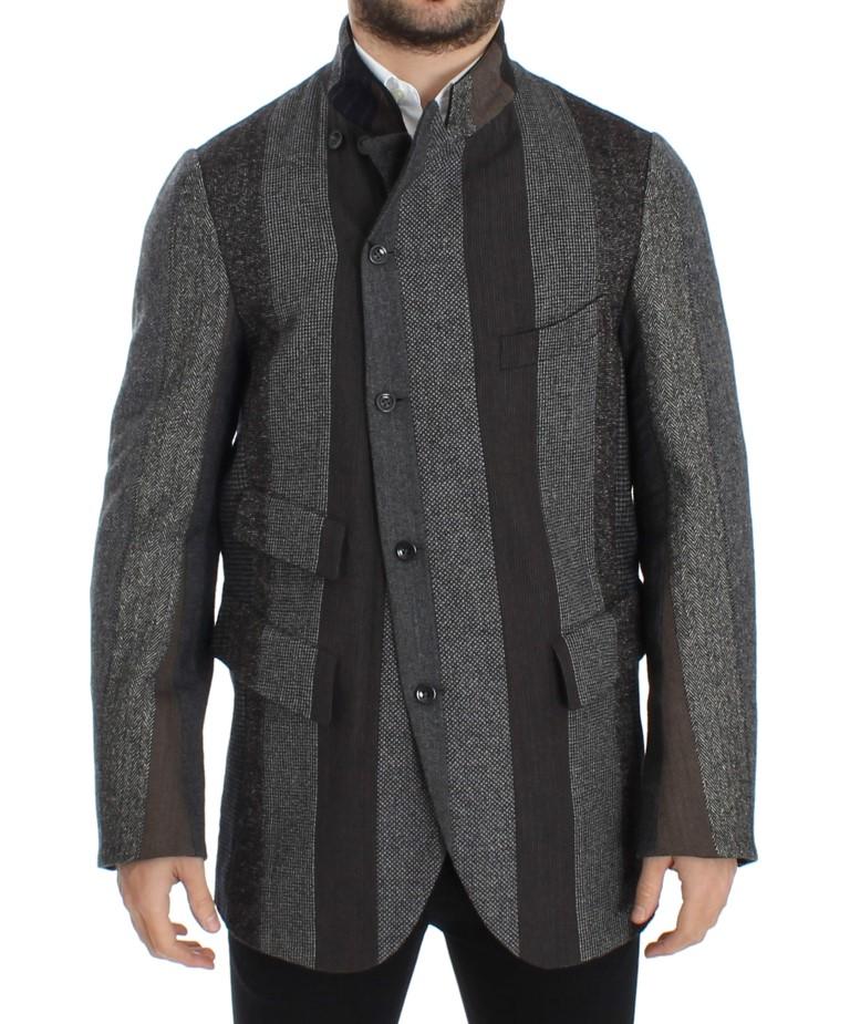 Gray striped wool stretch blazer