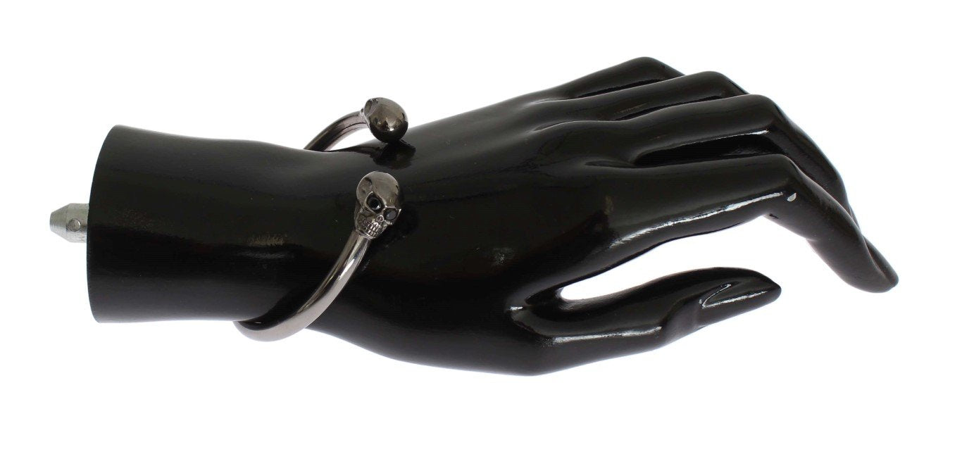Gray Skull 925 Sterling Bangle Bracelet