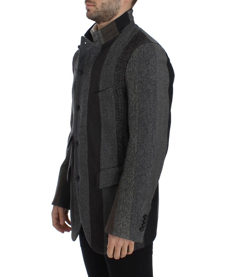 Gray striped wool stretch blazer
