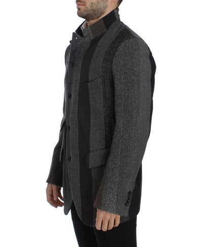 Gray striped wool stretch blazer