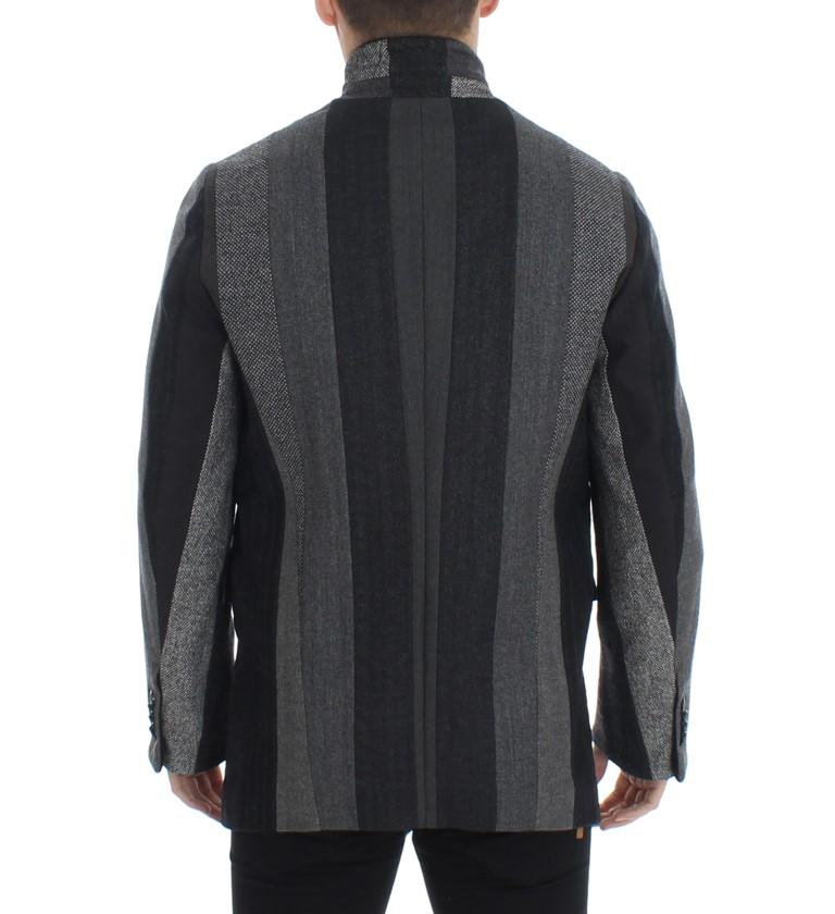 Gray striped wool stretch blazer