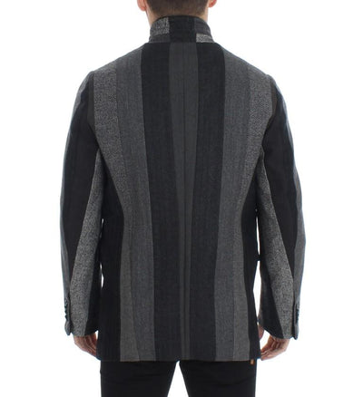 Gray striped wool stretch blazer