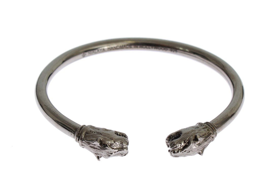 Gray Lion 925 Sterling Bangle Bracelet
