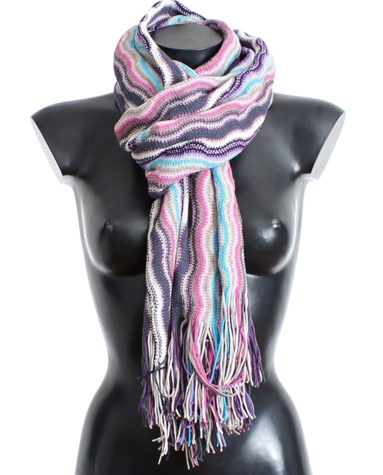 Multicolor zig zag pattern wool scarf