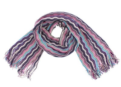 Multicolor zig zag pattern wool scarf