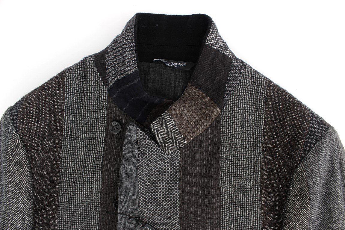 Gray striped wool stretch blazer