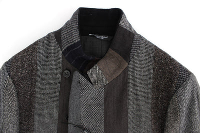 Gray striped wool stretch blazer