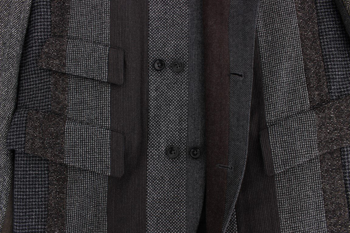 Gray striped wool stretch blazer