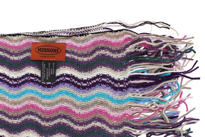 Multicolor zig zag pattern wool scarf