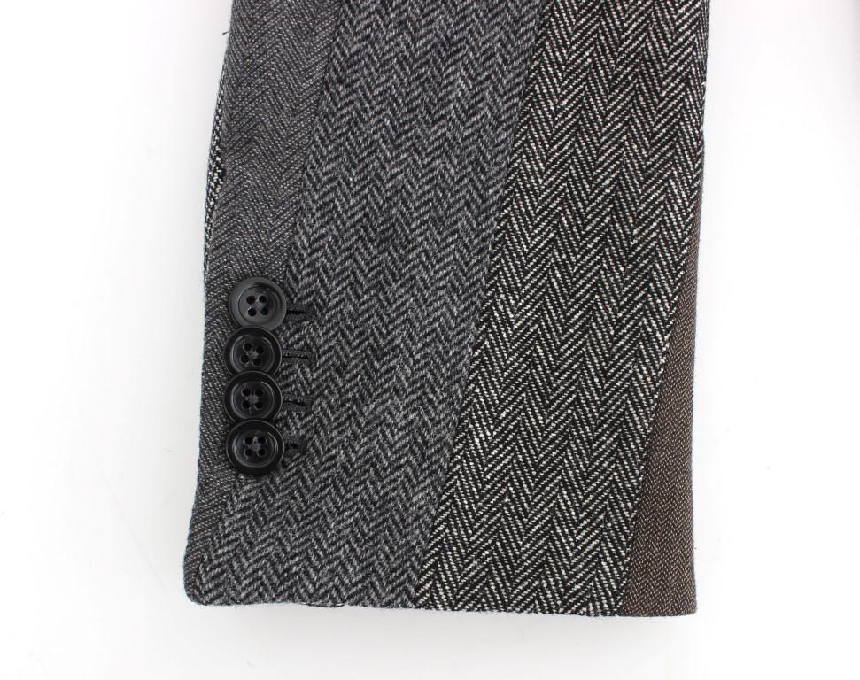Gray striped wool stretch blazer