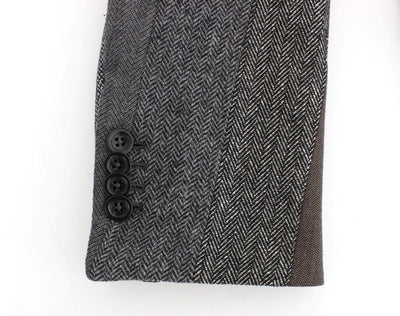 Gray striped wool stretch blazer