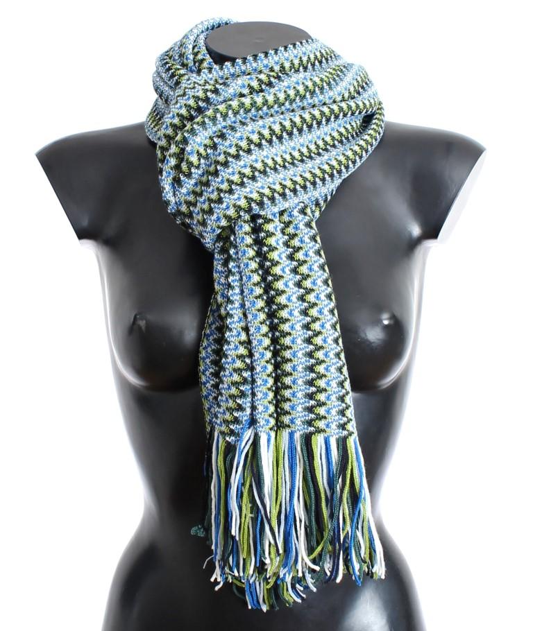 Multicolor zig zag pattern wool scarf