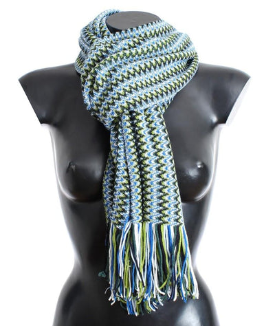 Multicolor zig zag pattern wool scarf