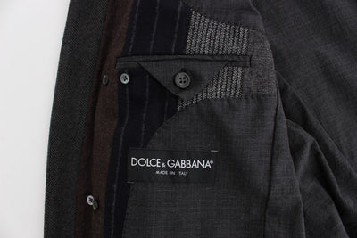 Gray striped wool stretch blazer