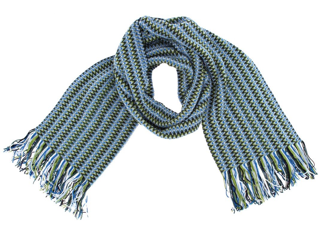 Multicolor zig zag pattern wool scarf