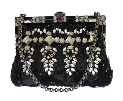Black crystal VANDA clutch bag