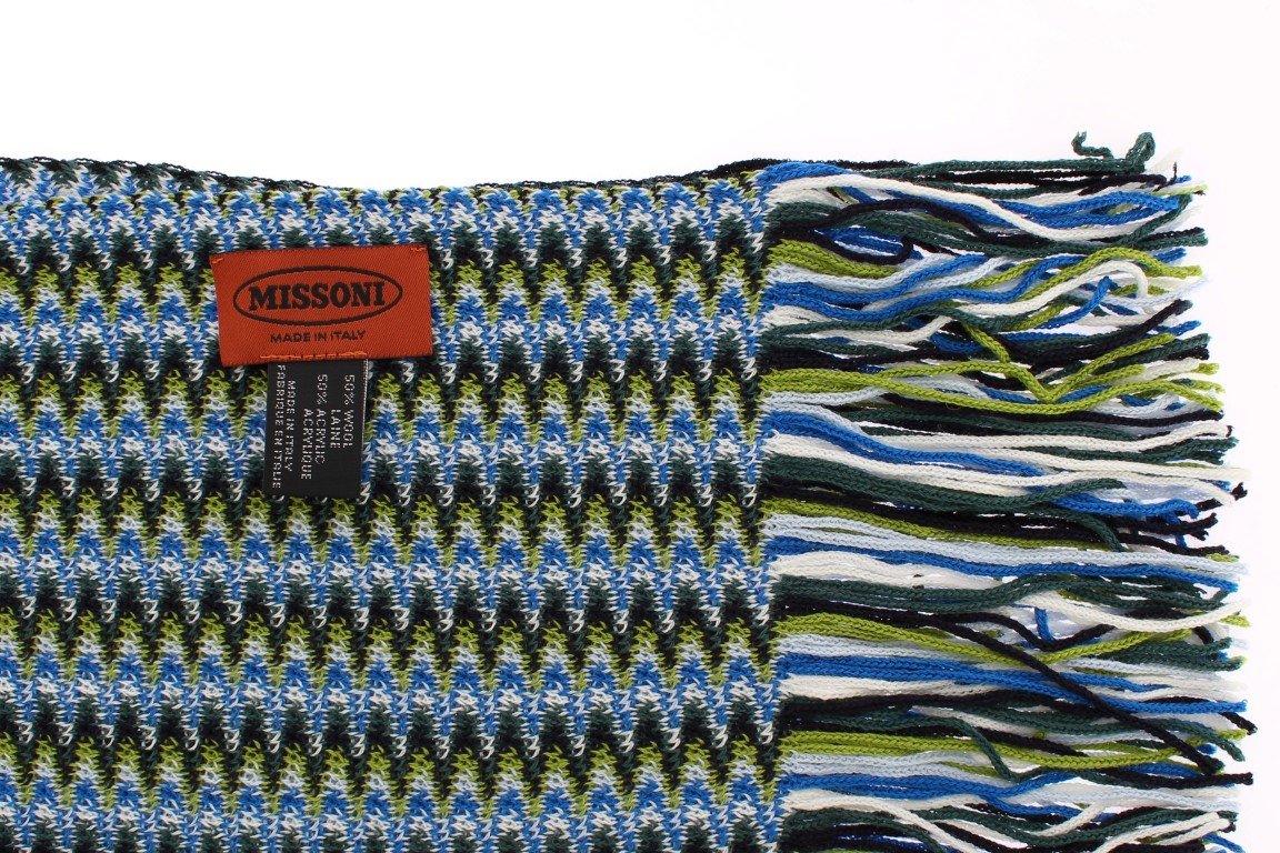 Multicolor zig zag pattern wool scarf