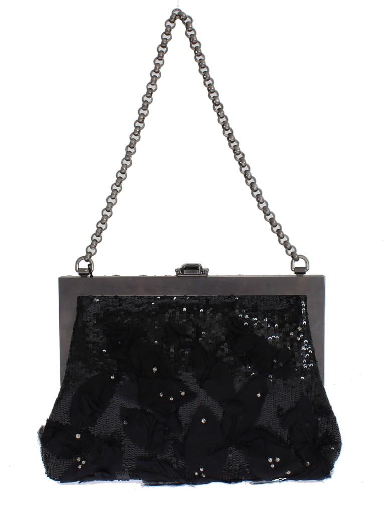 Black crystal VANDA clutch bag