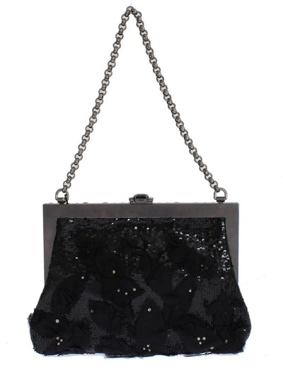 Black crystal VANDA clutch bag