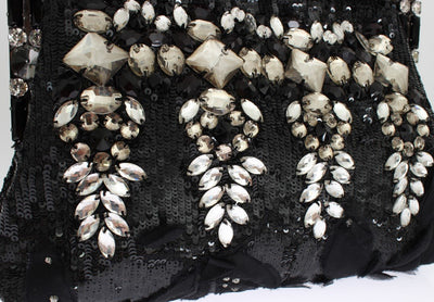 Black crystal VANDA clutch bag
