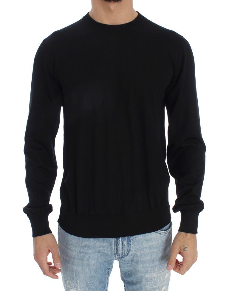 Black Cashmere Crew-neck Pullover Sweater