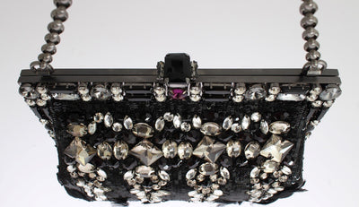 Black crystal VANDA clutch bag