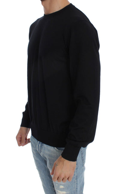 Black Cashmere Crew-neck Pullover Sweater