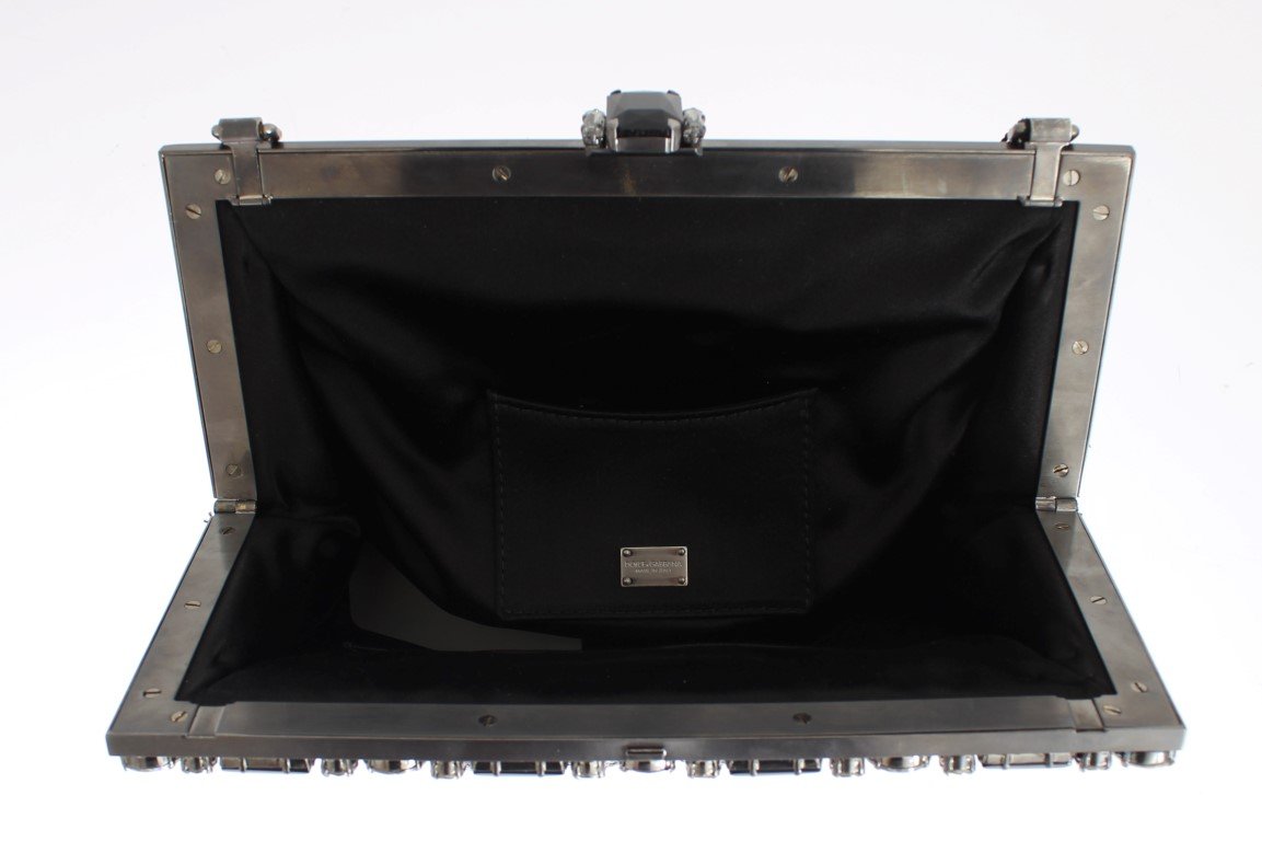 Black crystal VANDA clutch bag