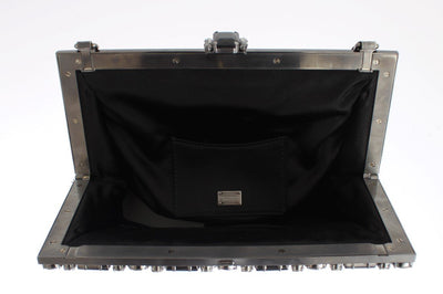 Black crystal VANDA clutch bag