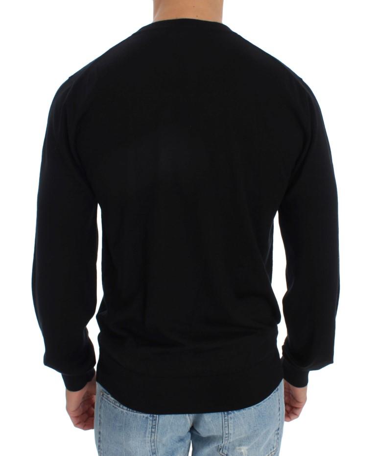Black Cashmere Crew-neck Pullover Sweater
