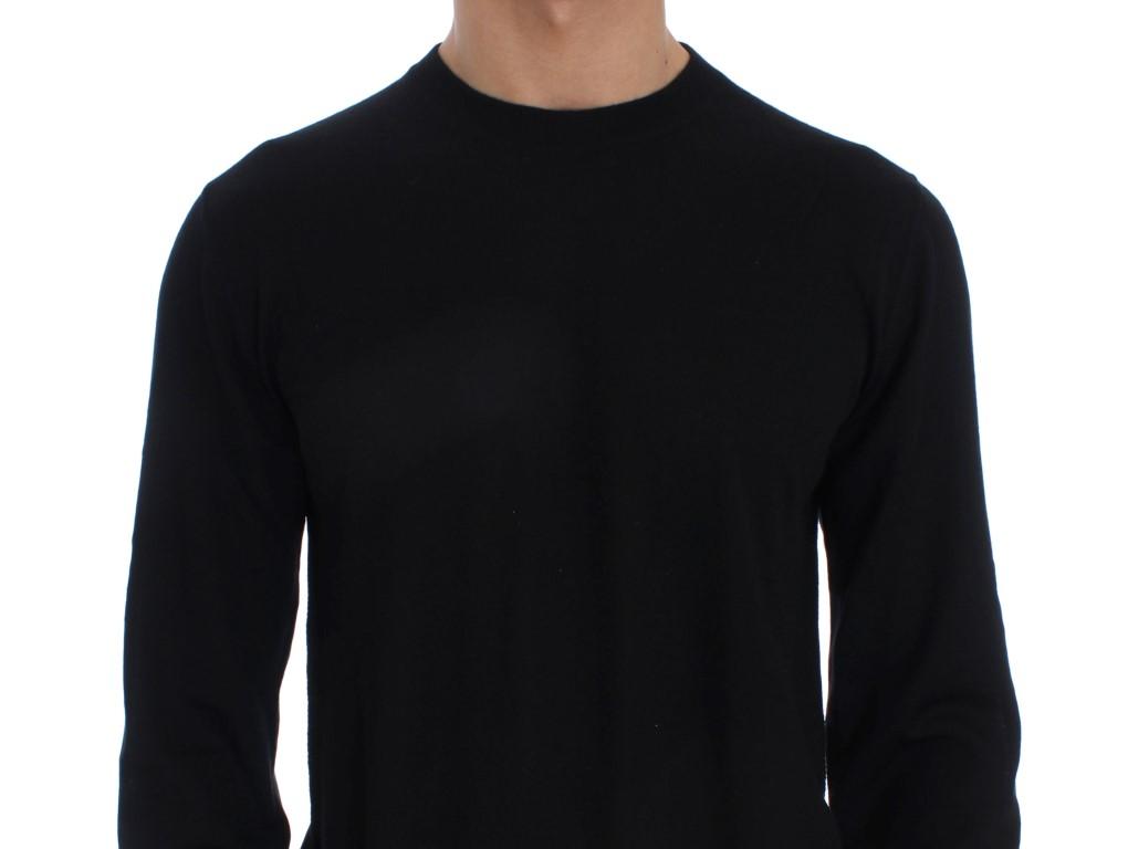 Black Cashmere Crew-neck Pullover Sweater