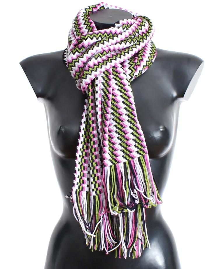 Multicolor zig zag pattern wool scarf