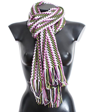 Multicolor zig zag pattern wool scarf