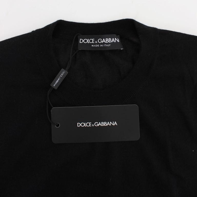 Black Cashmere Crew-neck Pullover Sweater