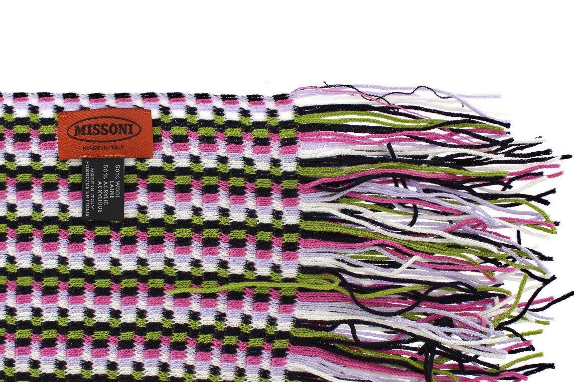 Multicolor zig zag pattern wool scarf